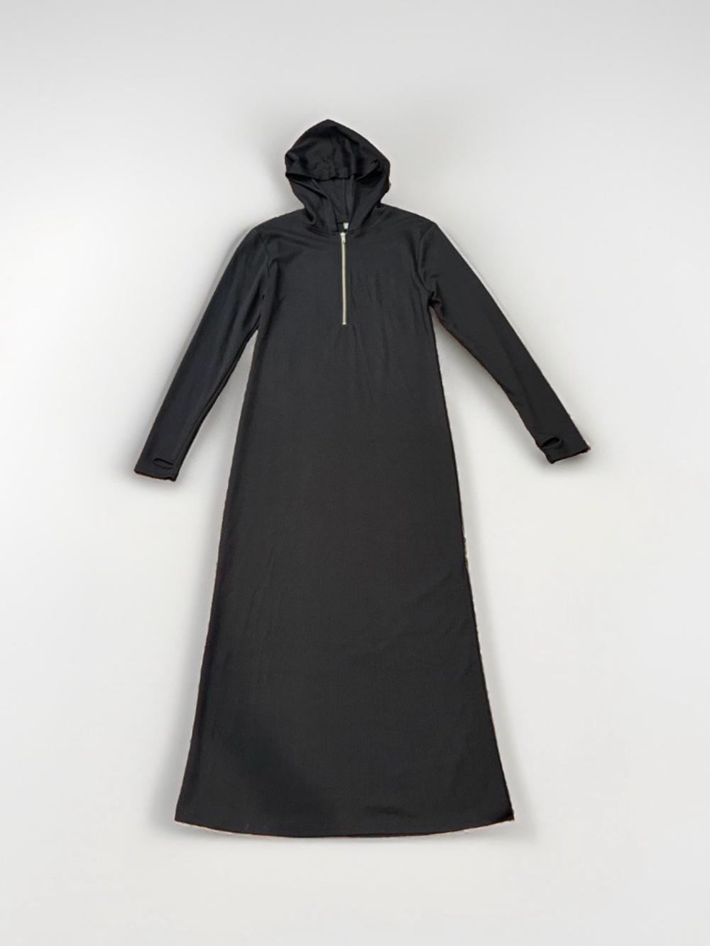 Women’s Long Black Zipper Hooded Dress